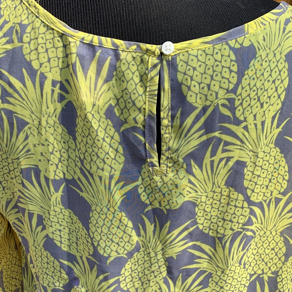 Banana Republic Tropical Pineapple Blouse - Yellow and blue - Picture 5 of 7